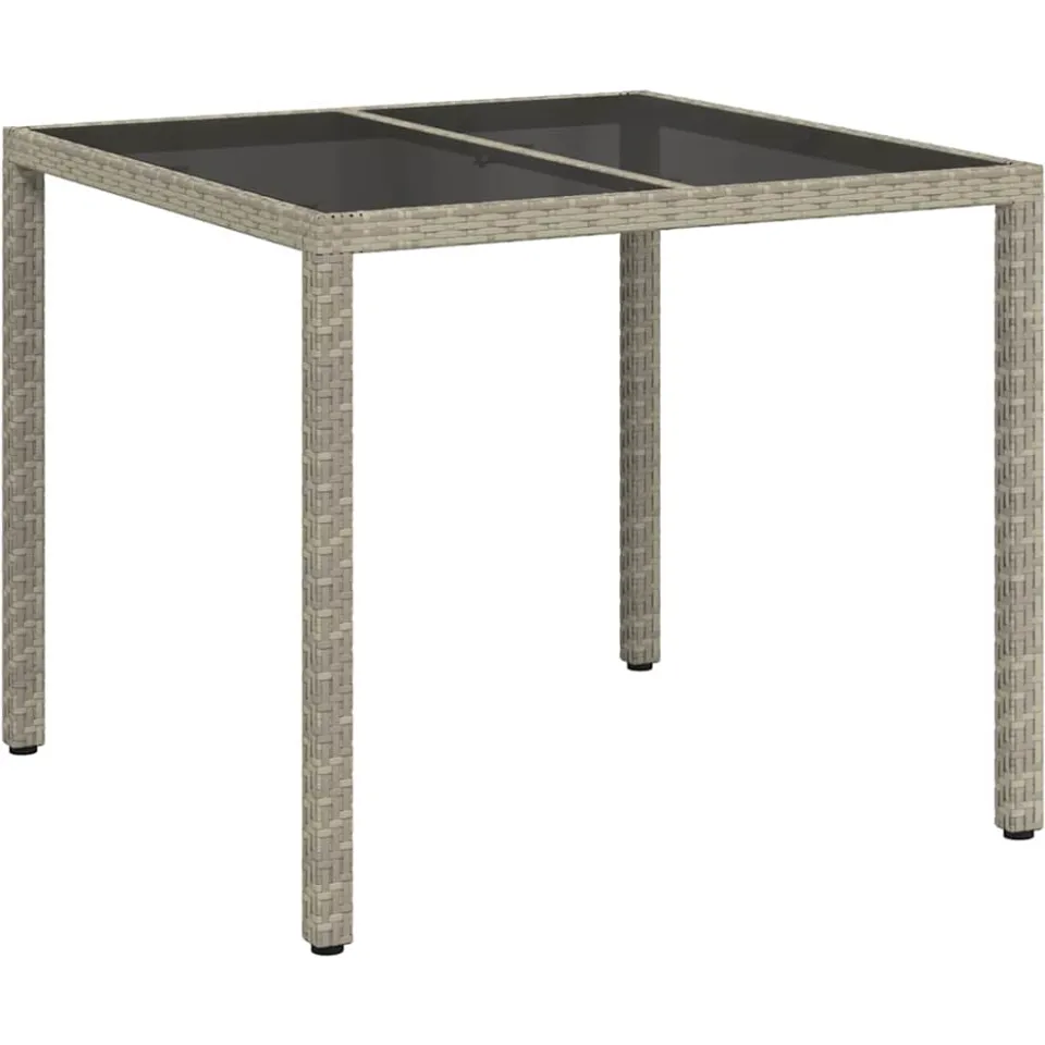 vidaXL Tuinstafel Grijs 90 x 90 x 75 cm poly rattan, foto 3