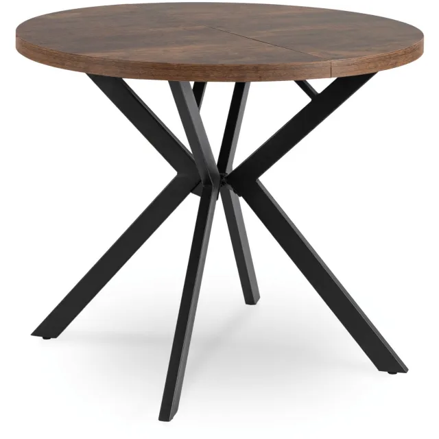 Mebel Elite LUGO-serie - Uitschuifbare Eettafel - Rustieke Eikenlook - Zwarte Stalen Poten Rustieke eikenkleur;Zwart