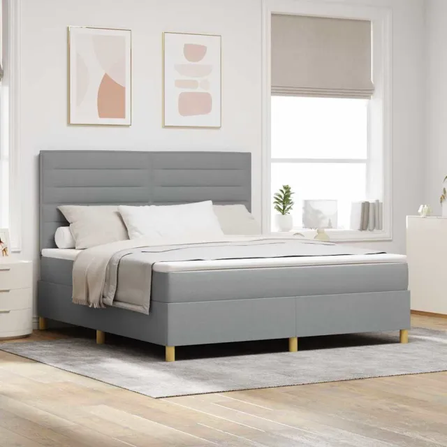 vidaXL LED Box Spring Bed met hoofdeinde Lichtgrijs 180 x 200 cm Stof