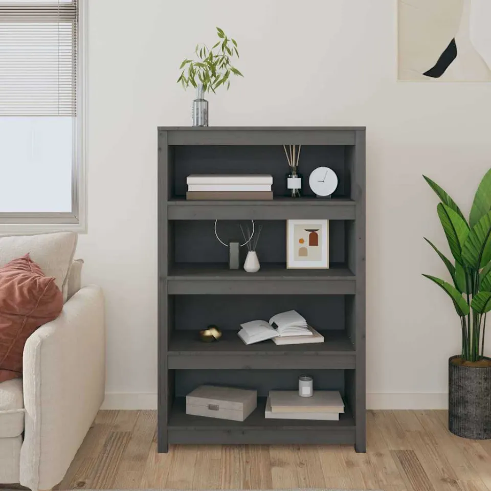 vidaXL Boekenkast 80x35x126 cm massief grenenhout zwart, foto 4
