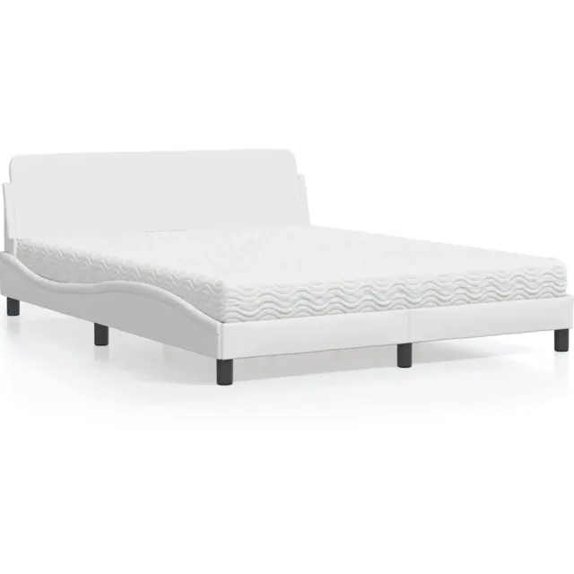 vidaXL Bed met matras "Dover" kunstleer wit 160x200 cm