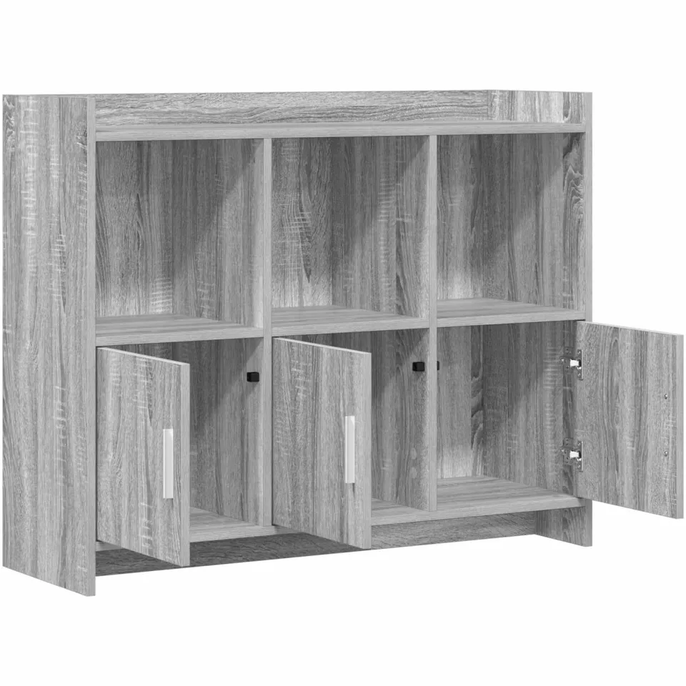 vidaXL Dressoir Grijs Sonoma 98,5 x 33 x 80 cm Bewerkt hout, foto 4