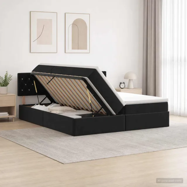 vidaXL Opslag bed met hoofdeinde 2 st Zwart
