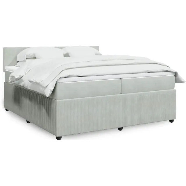 vidaXL Boxspring met matras fluweel lichtgrijs 200x200 cm grijs