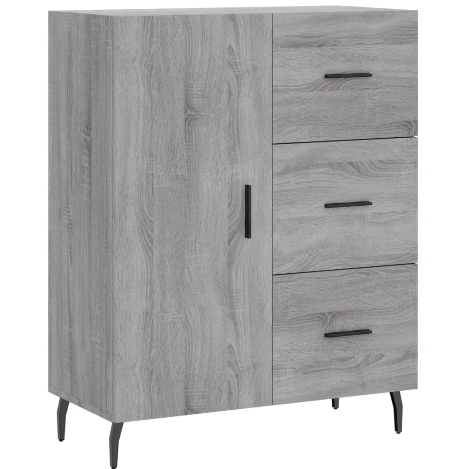 vidaXL Dressoir 69,5x34x90 cm bewerkt hout grijs sonoma eikenkleurig, foto 3