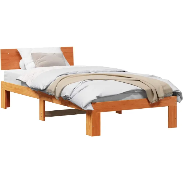 vidaXL Bedframe met hoofdeinde Wasbruin 90 x 200 cm Massief grenenhout