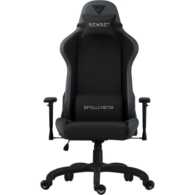 SENSE7 Spellcaster FUKU PU Gamestoel - Eco-Leer & Alcantara - Ergonomische Bureaustoel - Tot 120kg - Kussens - Zwart