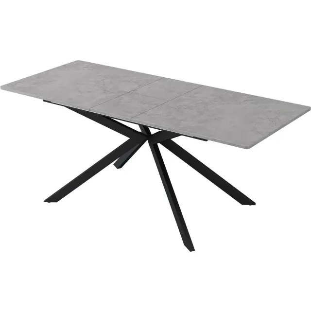 Merax Uitschuifbare Eettafel 150-180 x 70 x 75,5 cm - Betonlook - Zwart En Grijs - Metalen Kruispoot - Moderne Eettafel