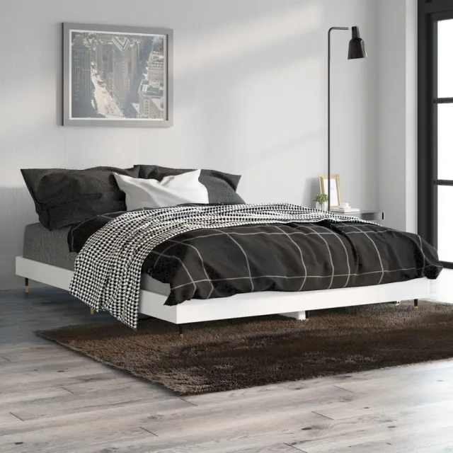 vidaXL Bedframe bewerkt hout wit 135x190 cm