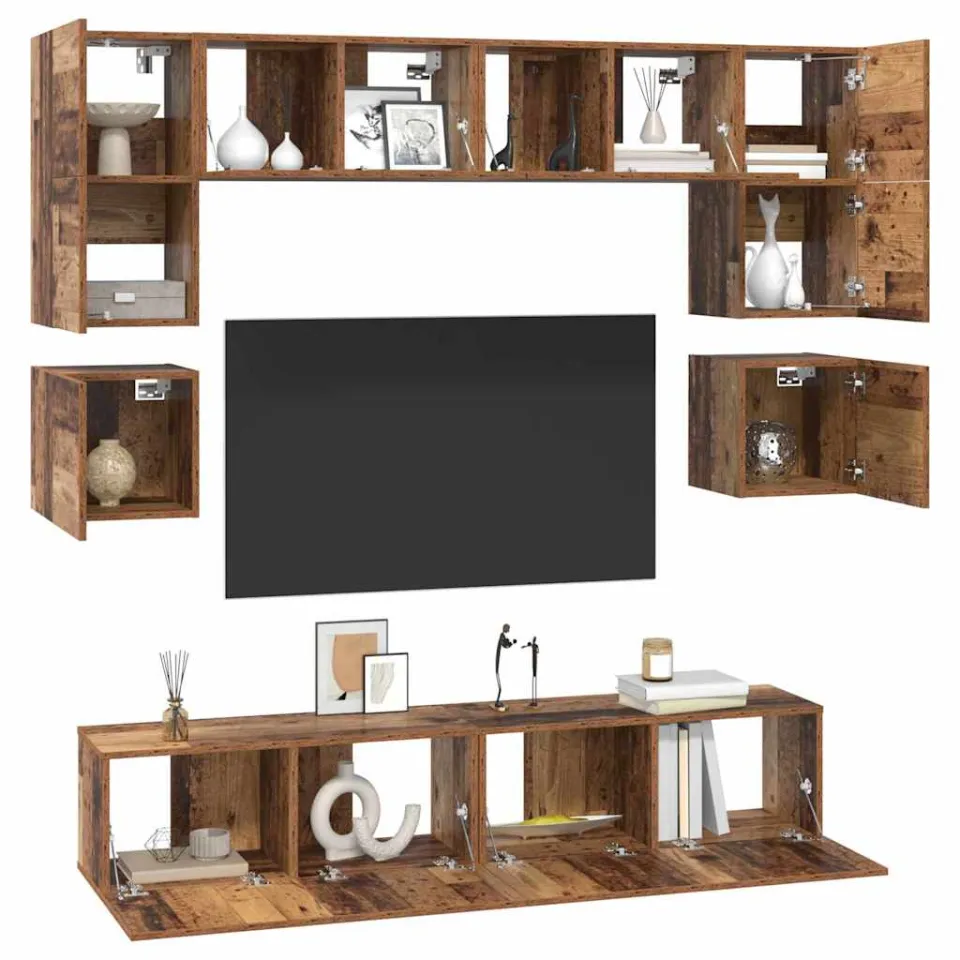 vidaXL Tv-meubelset 8 st 80 x 30 x 30 cm Oud Hout bruin, foto 2