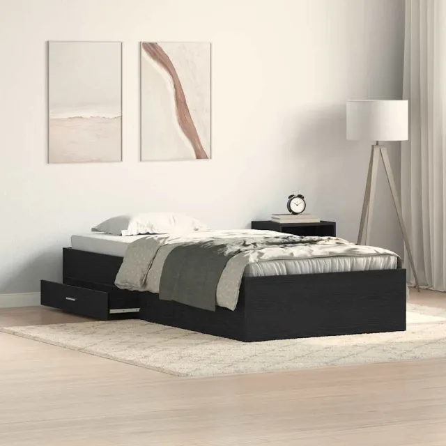 vidaXL Bedframe met lade Zwart Eiken 100 x 200 cm Bewerkt hout