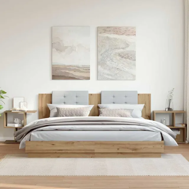 vidaXL Nachtkastjes 2 st 50x30x51,5 cm bewerkt hout artisanaal eiken, foto 2