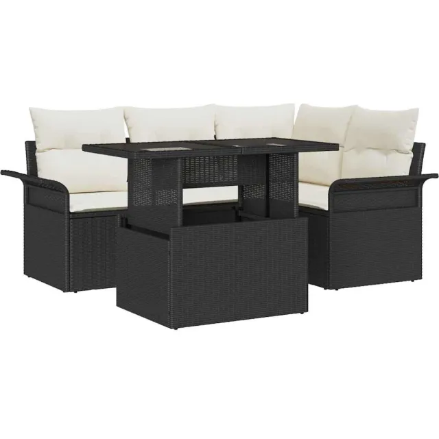 vidaXL Tuin Sofa Set 5 st Zwart poly rattan