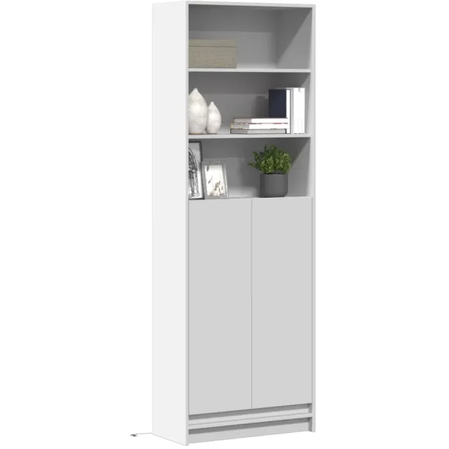 vidaXL Hoge kast met LED 69x32,5x200 cm bewerkt hout wit
