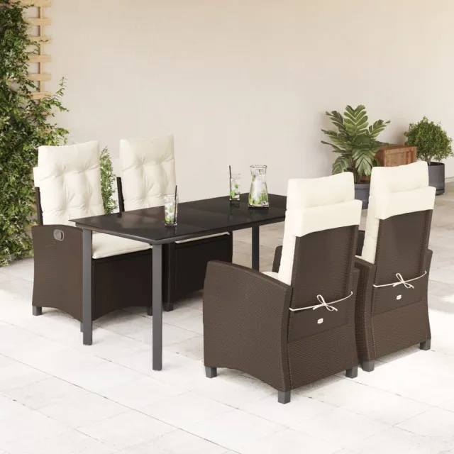 vidaXL 5-delige Tuinset met kussens poly rattan bruin, foto 2