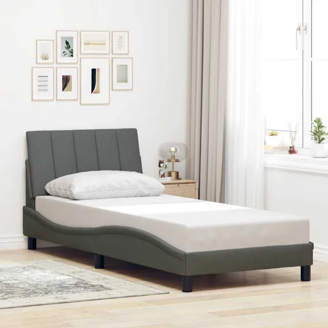 vidaXL Bedframe zonder matras "Hanko" 90x200 cm stof donkergrijs