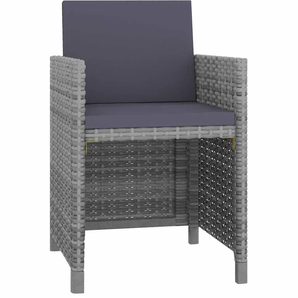 vidaXL 5-delige Tuinset met kussens poly rattan grijs, foto 3