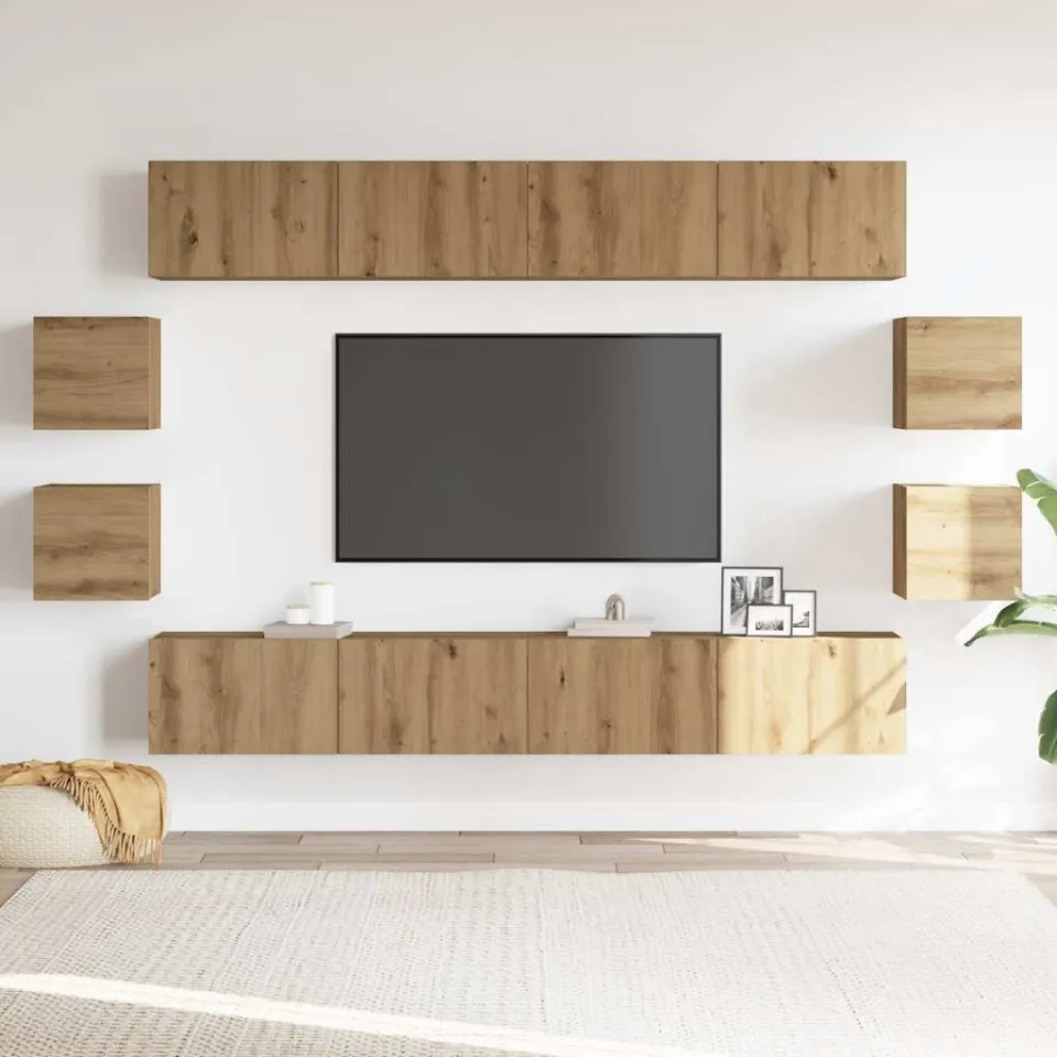 vidaXL 8-delig Tv-meubelset wandmontage bewerkt hout artisanaal eiken, foto 2