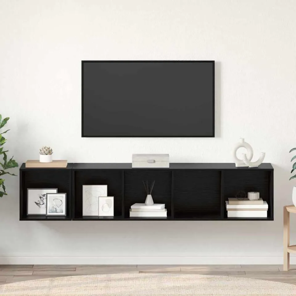 vidaXL TV-kast set 2 st Zwart Eiken Bewerkt hout, foto 4