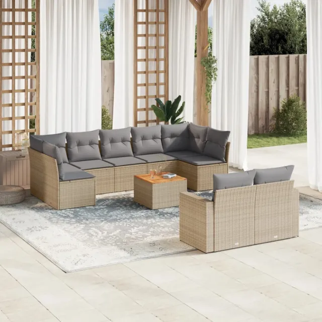 vidaXL Patio Sofa Set 9-zits Beige mix en grijs, foto 2