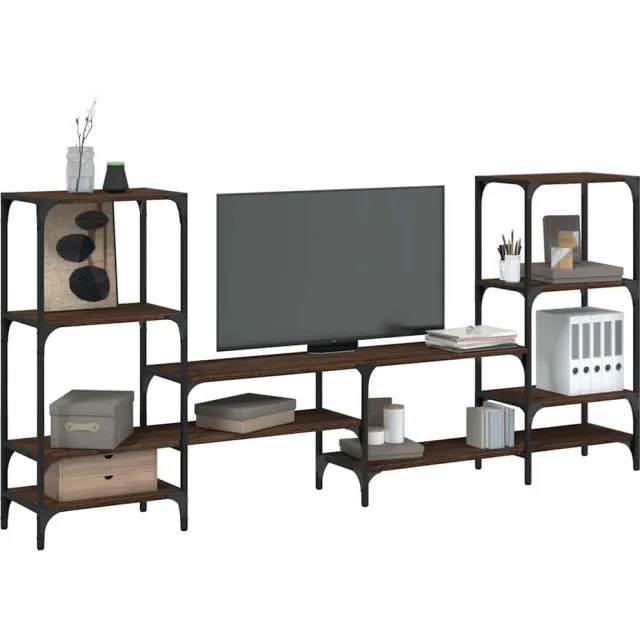 vidaXL Tv-meubel 206,5x28,5x95 cm bewerkt hout bruin eikenkleurig