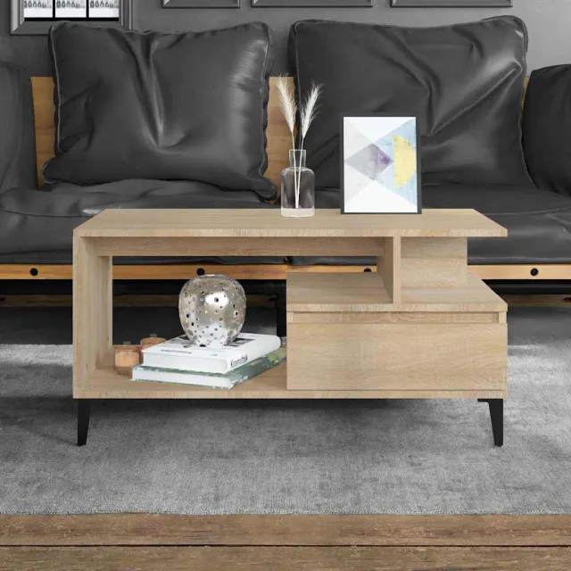 vidaXL Salontafel 90x49x45 cm bewerkt hout sonoma eikenkleurig, foto 2
