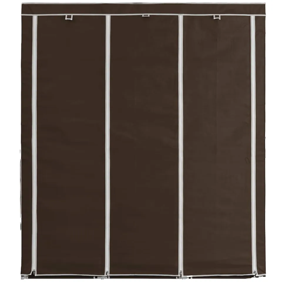 vidaXL Kledingkast met vakken en stangen 150x45x175 cm stof bruin, foto 4