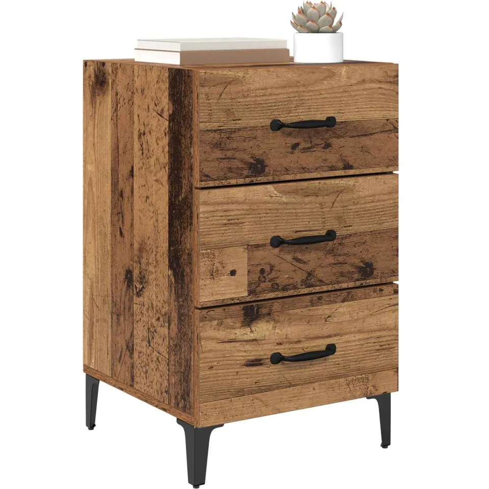 vidaXL Nachtkastje Oudhout 40 x 40,5 x 66 cm Bewerkt hout Bruin