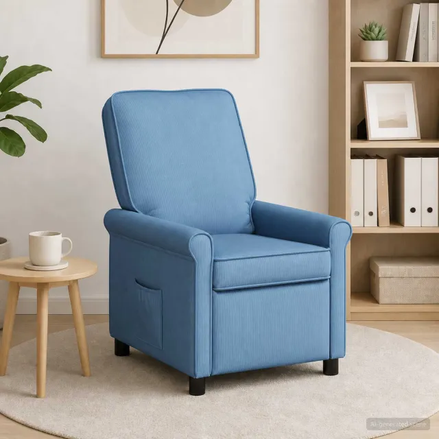 vidaXL Ligstoel Blauw 69 x 95 x 101 cm Stof, foto 2