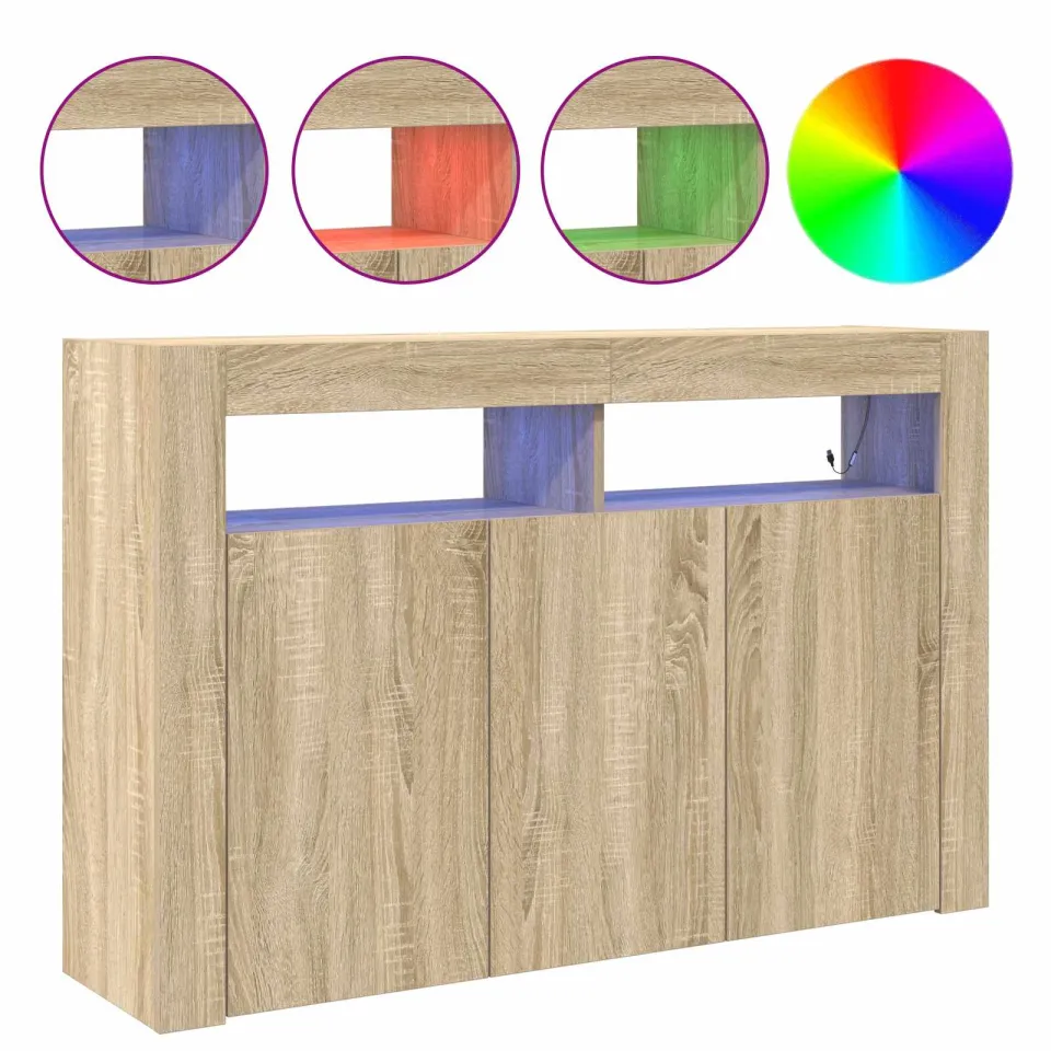 vidaXL Dressoir Sonoma Eiken 116 x 30 x 75 cm Bewerkt hout, foto 4