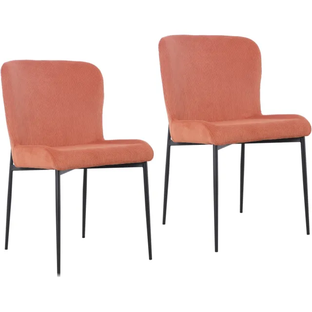 SVITA FREDDIE Eetkamerstoel - set van 2 koordbekleding metalen poten roest root