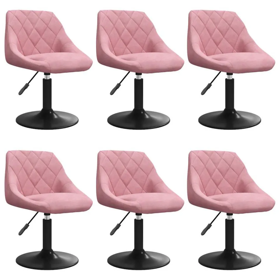 vidaXL Eetkamerstoelen draaibaar 6 st fluweel roze, foto 3