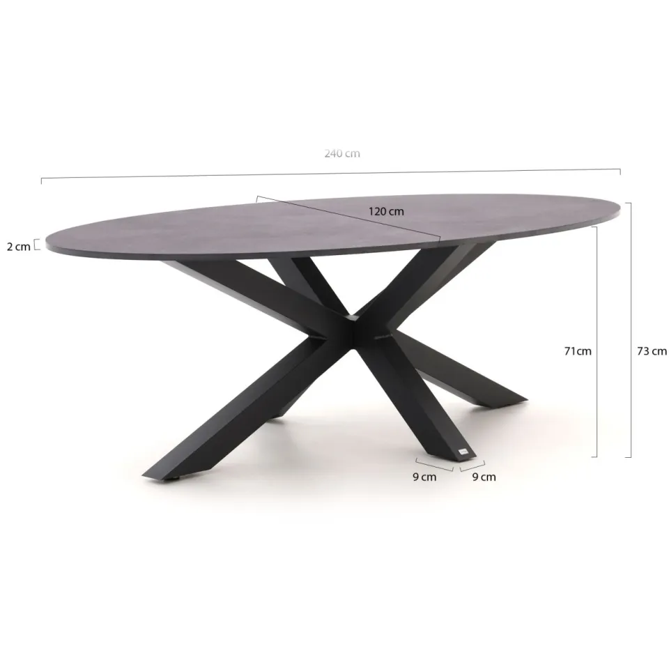 Bellagio tuinmeubelen Bellagio Induno Ellips dining tuintafel 240x120cm grijs, foto 2