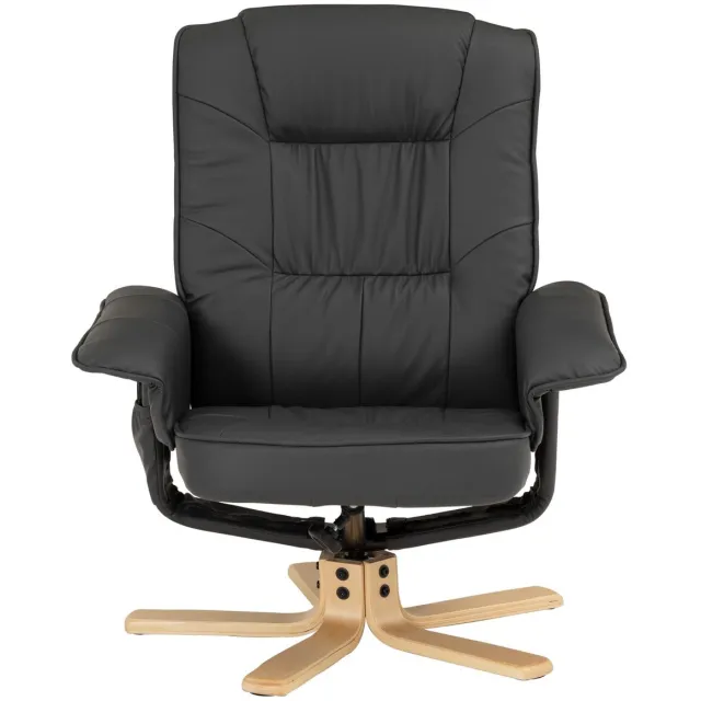 IDIMEX Relaxfauteuil CHARLY met voetenbankje en grijs kunstleer