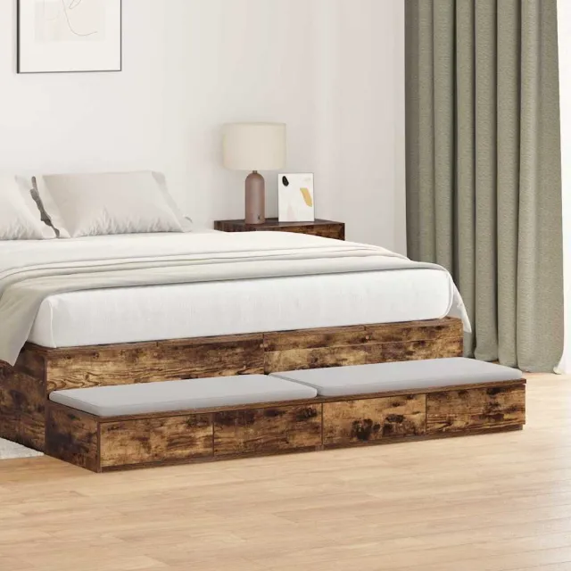 vidaXL Bedlades Gerookt eiken 140 x 36,5 x 16,5 cm Bewerkt hout, foto 2