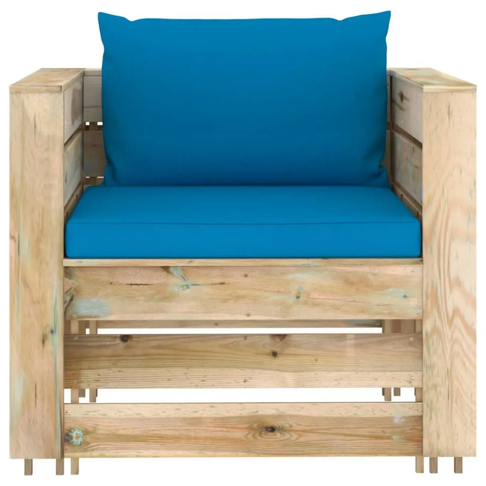 vidaXL 2-delige Loungeset met kussens groen geïmpregneerd hout, foto 3