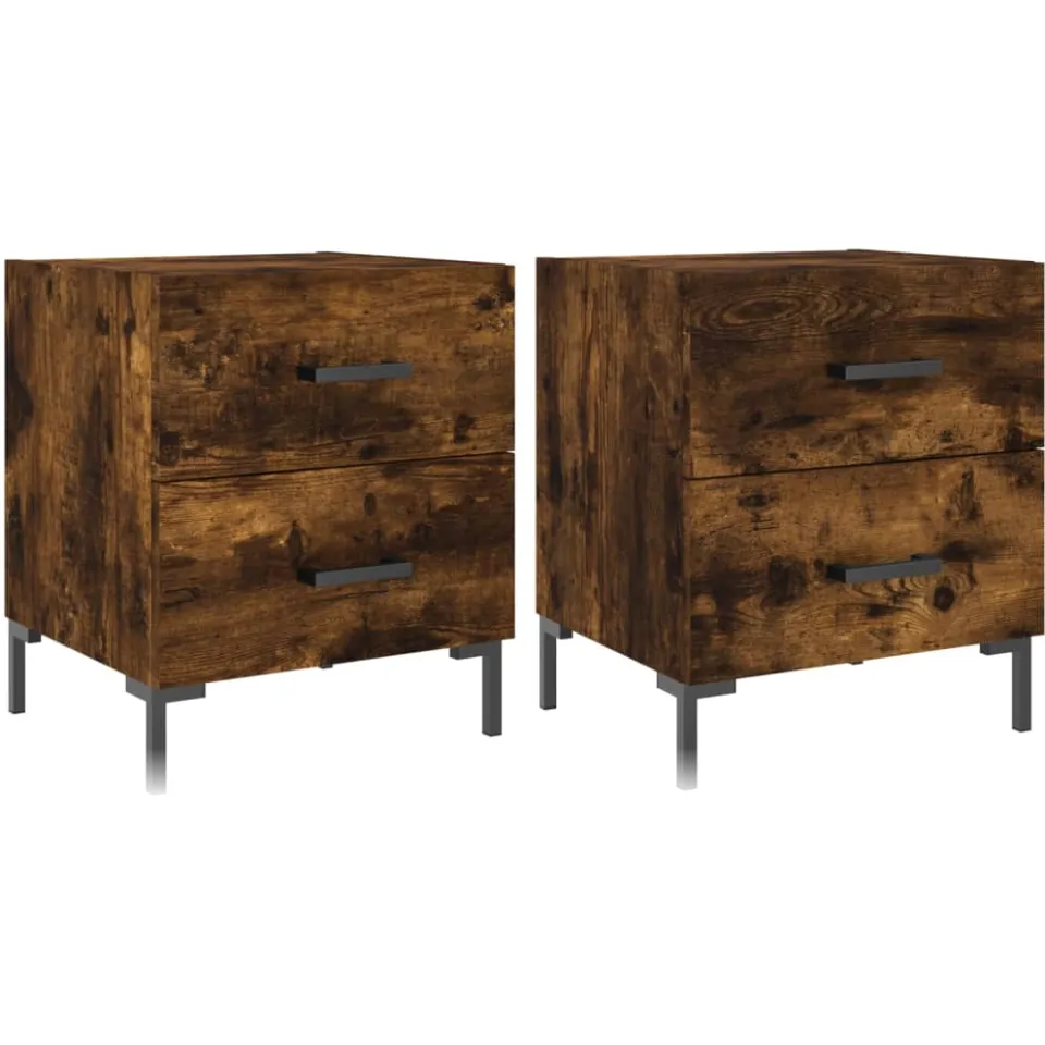 vidaXL Nachtkastjes 2 st 40x35x47,5 cm bewerkt hout gerookt eikenkleur, foto 3