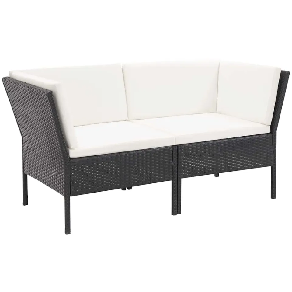 vidaXL 6-delige Loungeset met kussens poly rattan zwart, foto 3