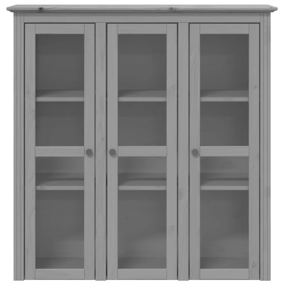 vidaXL Kast met glazen deuren BODO massief grenenhout grijs