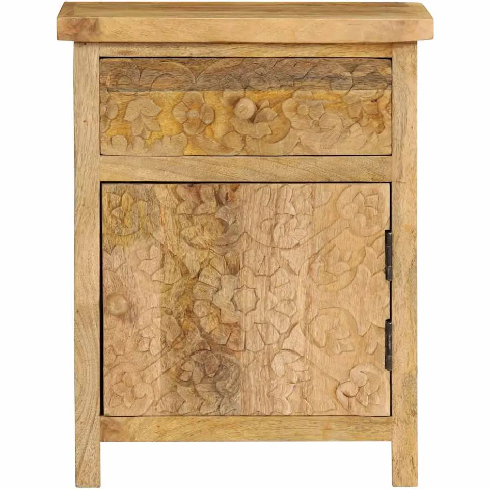 vidaXL Nachtkastje 40x30x50 cm massief mangohout bruin, foto 2