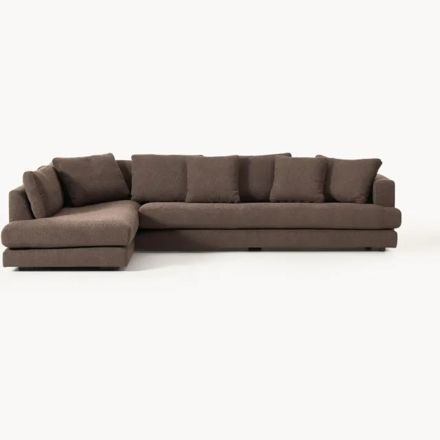 Westwing Collection XL bouclé hoekbank Tribeca Bruin