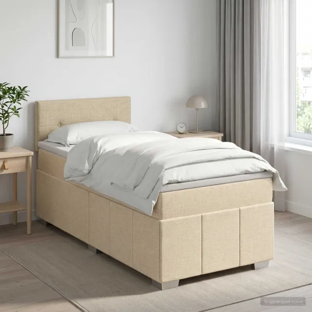 vidaXL Boxspringbed met matras Crèmekleurig 80 x 200 cm Stof