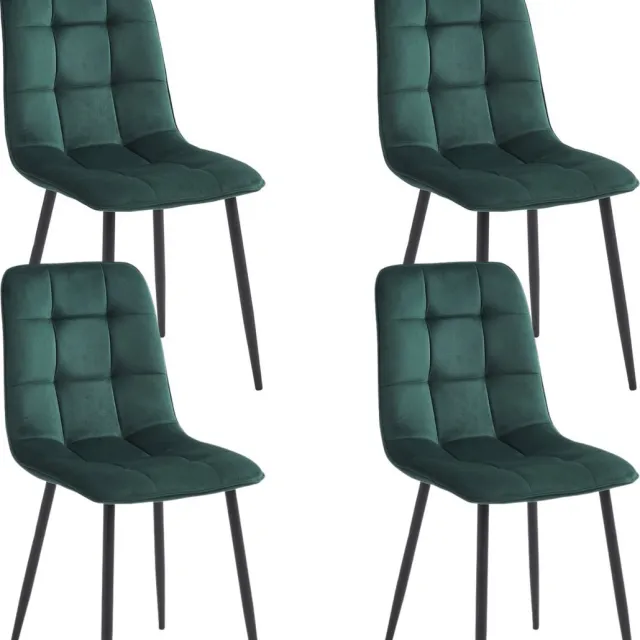 Soof & Tess Soph & Tess - Eetkamerstoel Pescara - Groen Kleur - Metalen poten - Velvet stoffering - Modern design