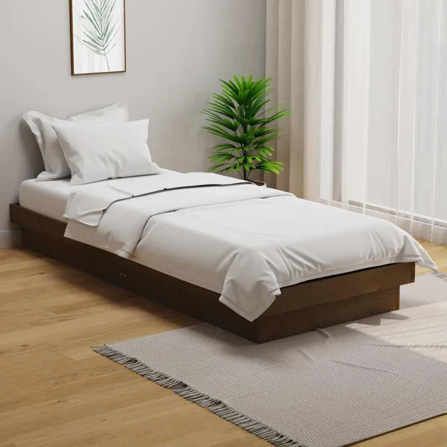 vidaXL Bedframe massief hout honingbruin 75x190 cm bruin