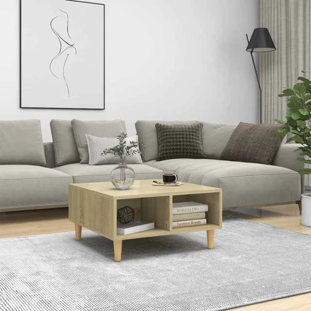 vidaXL Salontafel 60x60x30 cm bewerkt hout sonoma eikenkleurig, foto 2