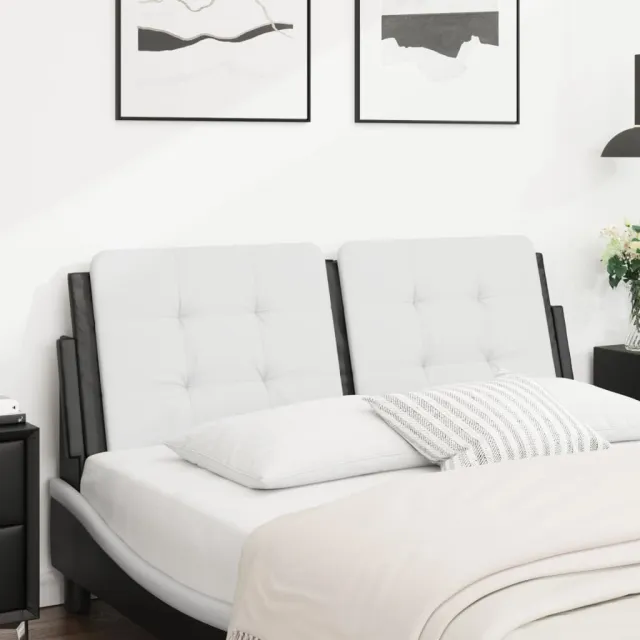 vidaXL Hoofdbordkussen "Zadar" 140 cm kunstleer wit en zwart