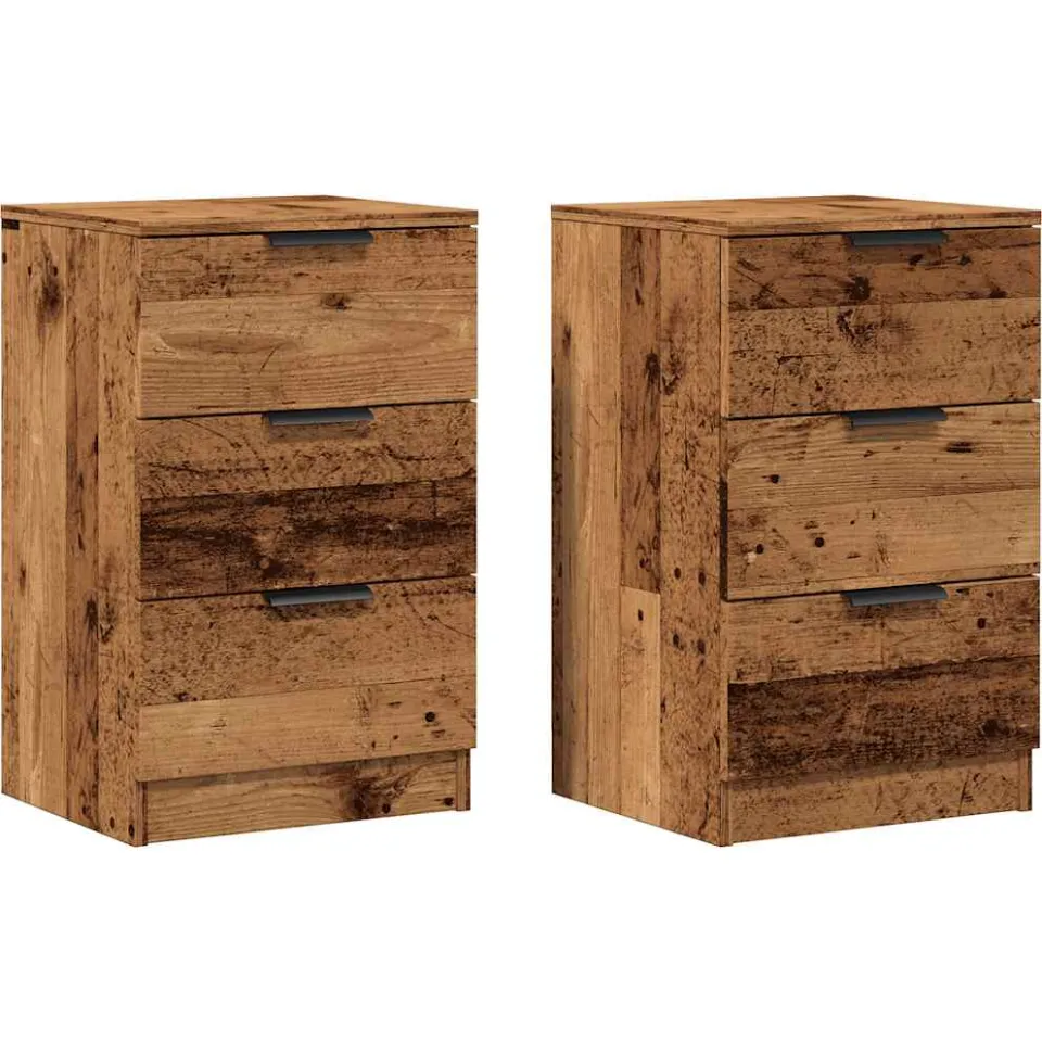 vidaXL Nachtkastjes 2 st 40x36x65 cm bewerkt hout oud houtkleurig bruin, foto 3