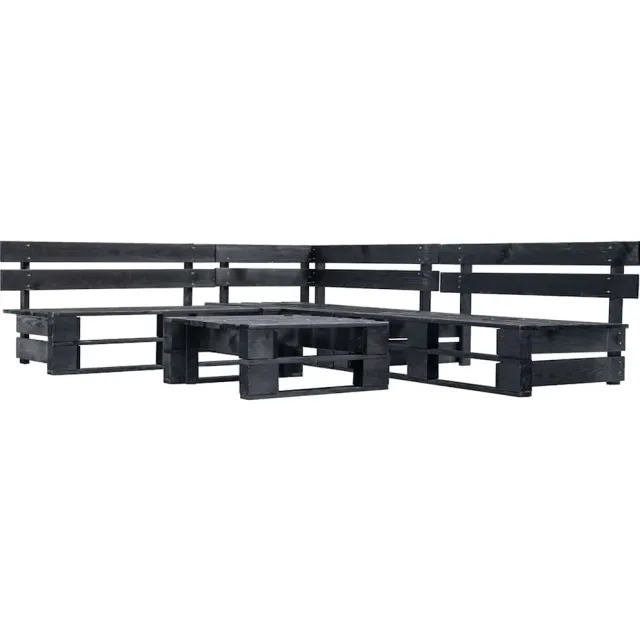 vidaXL 4-delige Loungeset pallet hout zwart, foto 2
