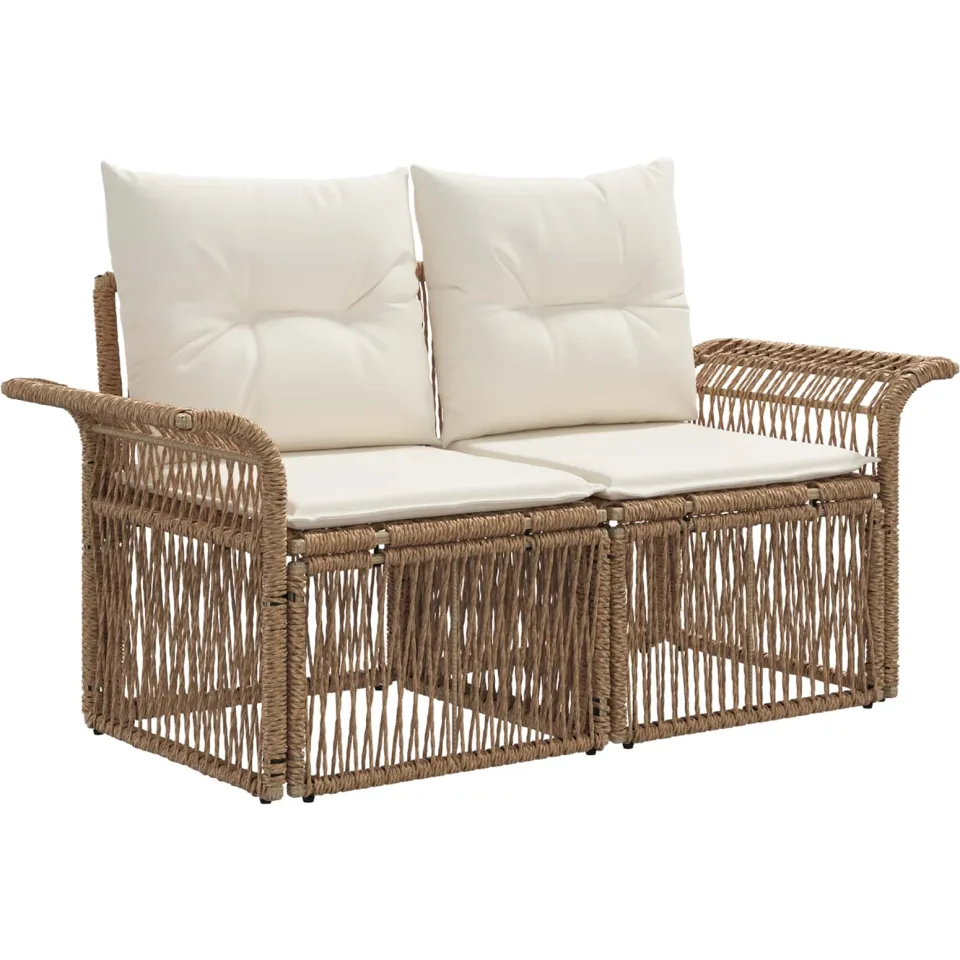vidaXL Tuinbankenset 3 st 3-zits Beige poly rattan
