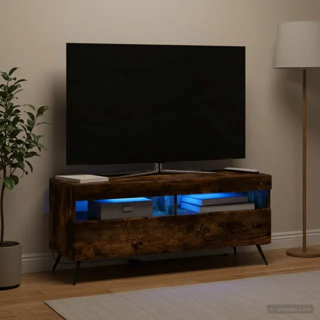 vidaXL LED tv-meubel Gerookt eiken Bewerkt hout, foto 2